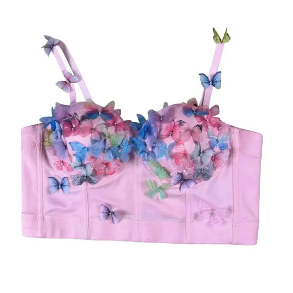 Butterfly Corset Crop Top Large 3D Butterfly Underwired Festival Party Fairycore - Picture 1 of 9